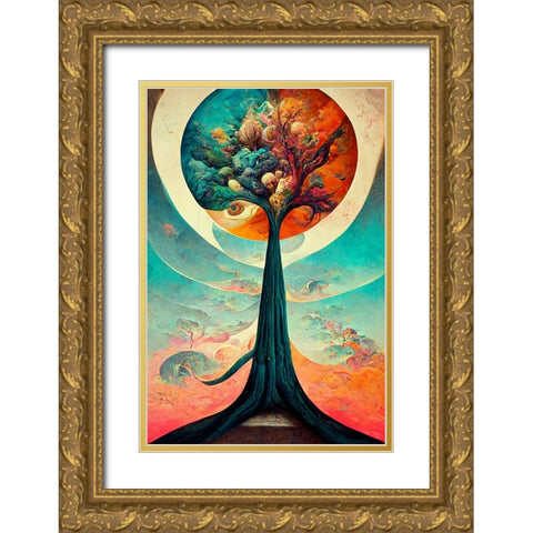 A098 Tree Of Life Gold Ornate Wood Framed Art Print with Double Matting by Heere, Ray
