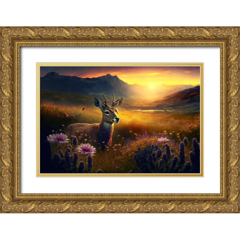 Woodland Animals 3 Gold Ornate Wood Framed Art Print with Double Matting by Heere, Ray