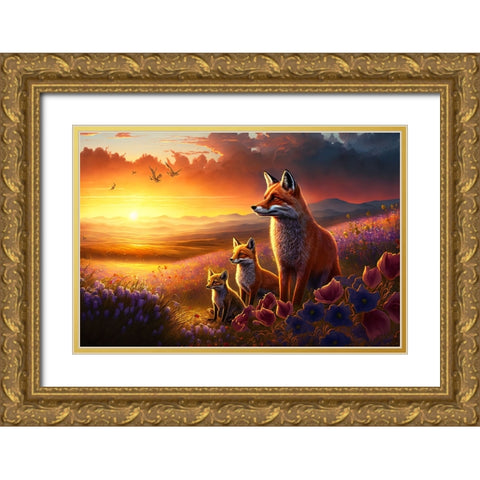 Woodland Animals 5 Gold Ornate Wood Framed Art Print with Double Matting by Heere, Ray