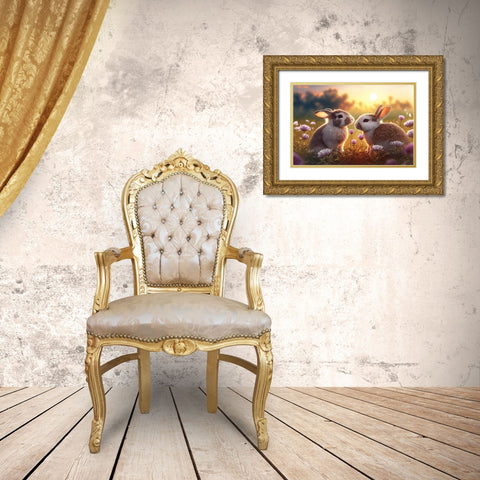 Woodland Animals 16 Gold Ornate Wood Framed Art Print with Double Matting by Heere, Ray