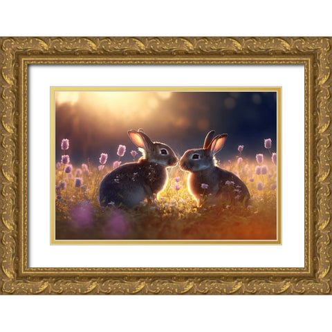Woodland Animals 21 Gold Ornate Wood Framed Art Print with Double Matting by Heere, Ray