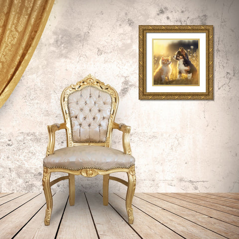 Cats And Dogs 20 Gold Ornate Wood Framed Art Print with Double Matting by Heere, Ray