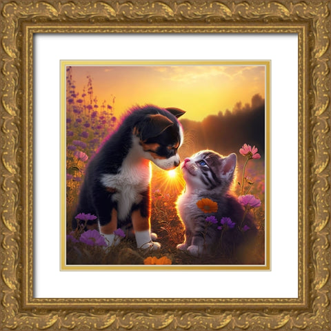 Cats And Dogs 28 Gold Ornate Wood Framed Art Print with Double Matting by Heere, Ray