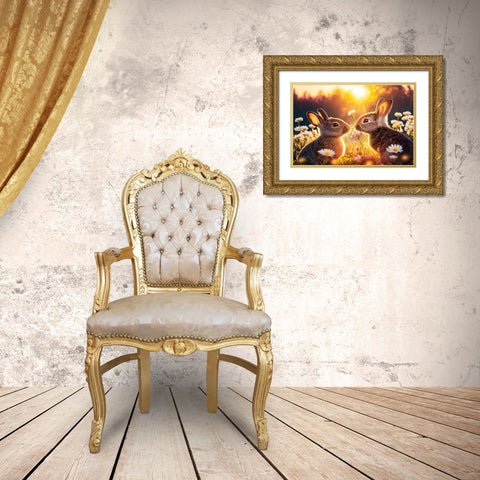 Woodland Animals 24 Gold Ornate Wood Framed Art Print with Double Matting by Heere, Ray