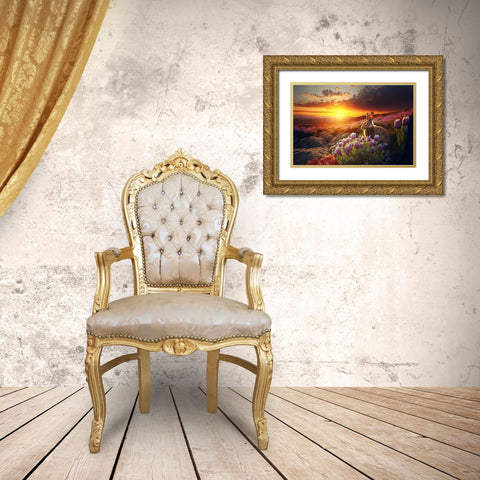Woodland Animals 25 Gold Ornate Wood Framed Art Print with Double Matting by Heere, Ray
