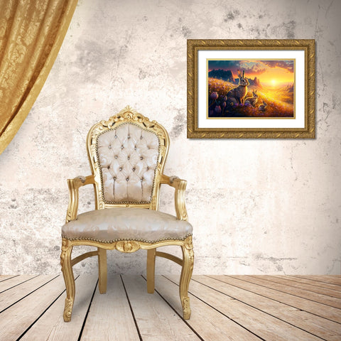 Woodland Animals 26 Gold Ornate Wood Framed Art Print with Double Matting by Heere, Ray