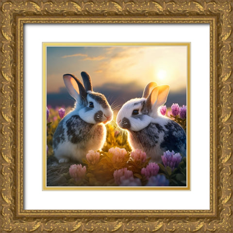 Woodland Animals 32 Gold Ornate Wood Framed Art Print with Double Matting by Heere, Ray
