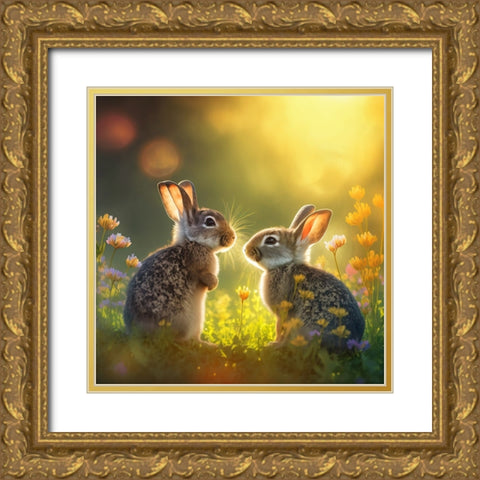 Woodland Animals 34 Gold Ornate Wood Framed Art Print with Double Matting by Heere, Ray
