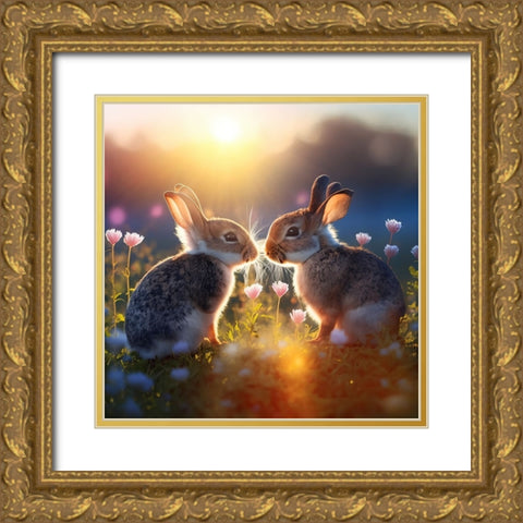 Woodland Animals 35 Gold Ornate Wood Framed Art Print with Double Matting by Heere, Ray