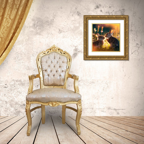 Woodland Animals 36 Gold Ornate Wood Framed Art Print with Double Matting by Heere, Ray