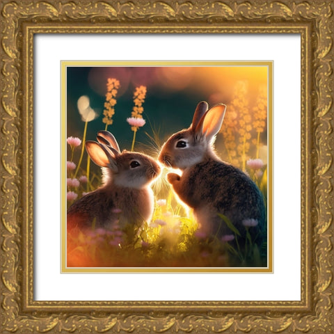 Woodland Animals 36 Gold Ornate Wood Framed Art Print with Double Matting by Heere, Ray