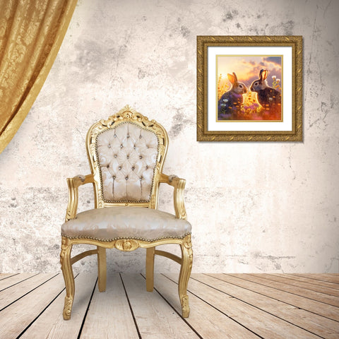 Woodland Animals 38 Gold Ornate Wood Framed Art Print with Double Matting by Heere, Ray