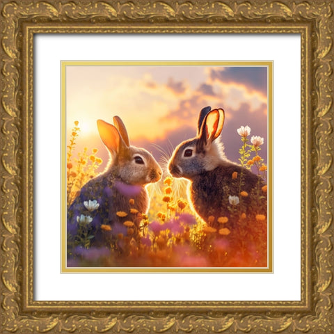 Woodland Animals 38 Gold Ornate Wood Framed Art Print with Double Matting by Heere, Ray