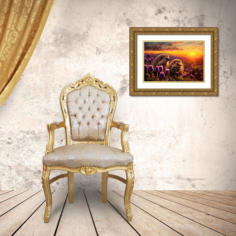 Woodland Animals 39 Gold Ornate Wood Framed Art Print with Double Matting by Heere, Ray