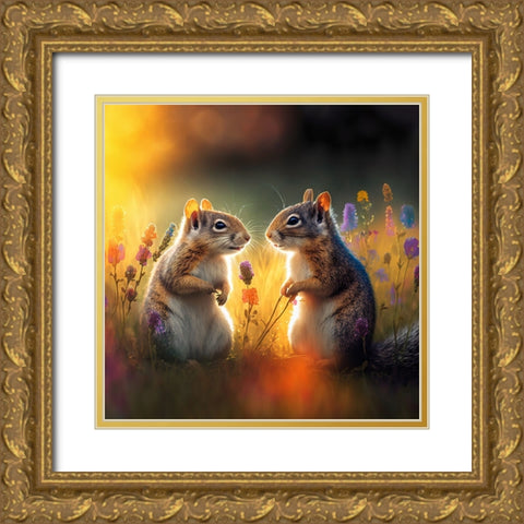 Woodland Animals 40 Gold Ornate Wood Framed Art Print with Double Matting by Heere, Ray