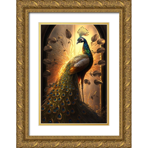 Proud Peacocks 1 Gold Ornate Wood Framed Art Print with Double Matting by Heere, Ray