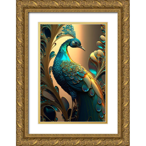 Proud Peacocks 2 Gold Ornate Wood Framed Art Print with Double Matting by Heere, Ray