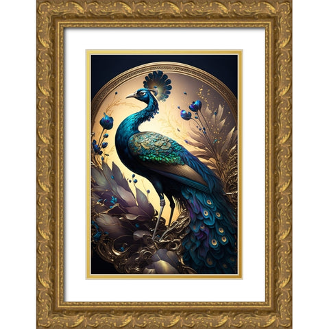 Proud Peacocks 3 Gold Ornate Wood Framed Art Print with Double Matting by Heere, Ray