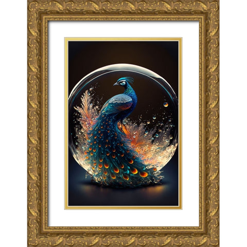 Proud Peacocks 7 Gold Ornate Wood Framed Art Print with Double Matting by Heere, Ray