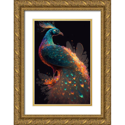 Proud Peacocks 8 Gold Ornate Wood Framed Art Print with Double Matting by Heere, Ray
