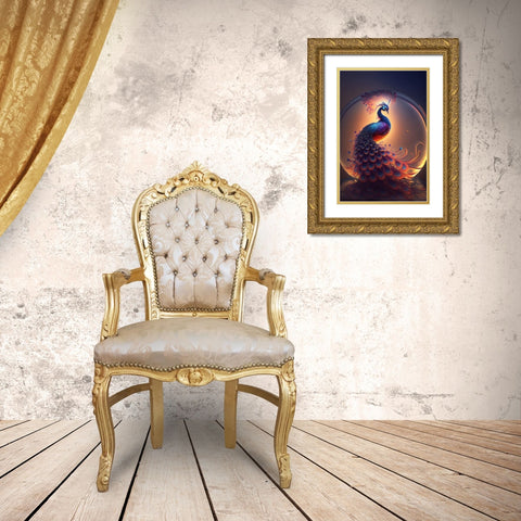 Proud Peacocks 9 Gold Ornate Wood Framed Art Print with Double Matting by Heere, Ray
