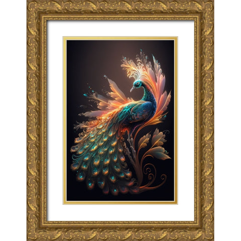 Proud Peacocks 13 Gold Ornate Wood Framed Art Print with Double Matting by Heere, Ray