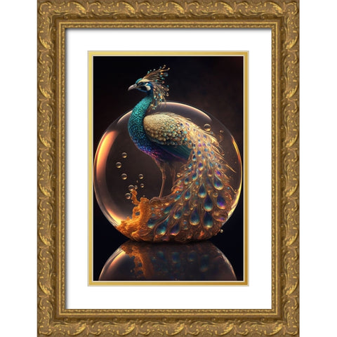 Proud Peacocks 18 Gold Ornate Wood Framed Art Print with Double Matting by Heere, Ray