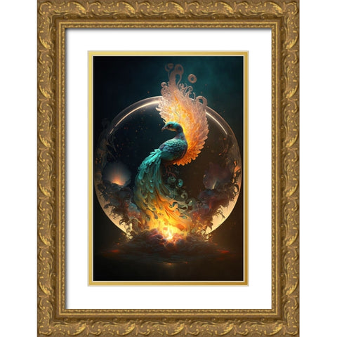 Proud Peacocks 19 Gold Ornate Wood Framed Art Print with Double Matting by Heere, Ray
