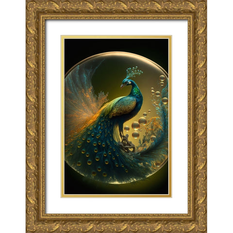 Proud Peacocks 26 Gold Ornate Wood Framed Art Print with Double Matting by Heere, Ray