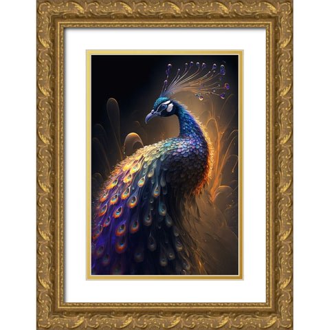Proud Peacocks 28 Gold Ornate Wood Framed Art Print with Double Matting by Heere, Ray