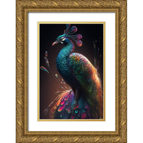 Proud Peacocks 29 Gold Ornate Wood Framed Art Print with Double Matting by Heere, Ray