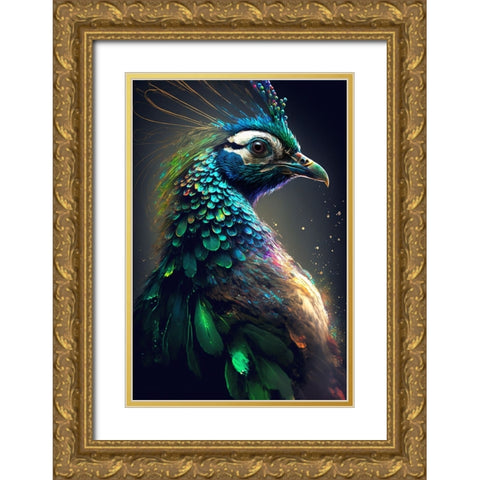 Proud Peacocks 36 Gold Ornate Wood Framed Art Print with Double Matting by Heere, Ray