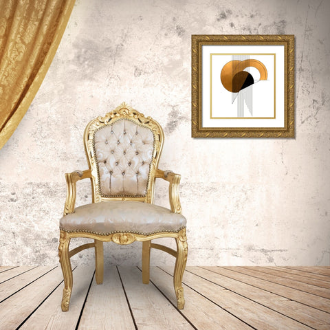 Mid Century Abstract Painting 3 Gold Ornate Wood Framed Art Print with Double Matting by Heere, Ray