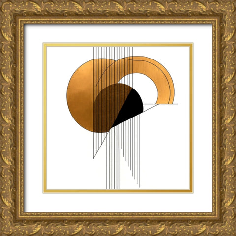 Mid Century Abstract Painting 3 Gold Ornate Wood Framed Art Print with Double Matting by Heere, Ray
