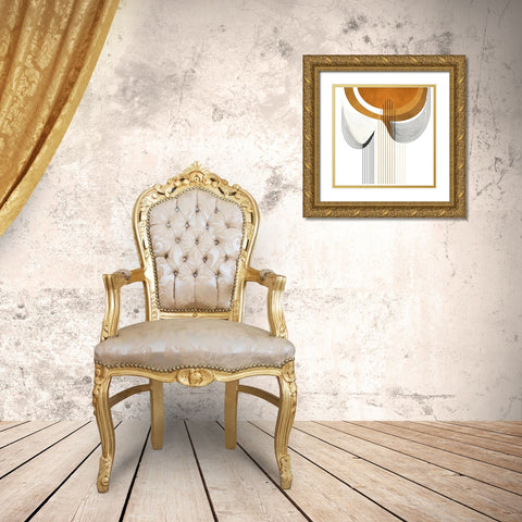 Mid Century Abstract Painting 4 Gold Ornate Wood Framed Art Print with Double Matting by Heere, Ray