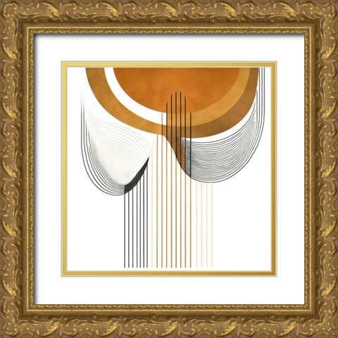 Mid Century Abstract Painting 4 Gold Ornate Wood Framed Art Print with Double Matting by Heere, Ray
