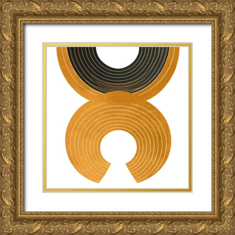 Mid Century Abstract Painting 11 Gold Ornate Wood Framed Art Print with Double Matting by Heere, Ray