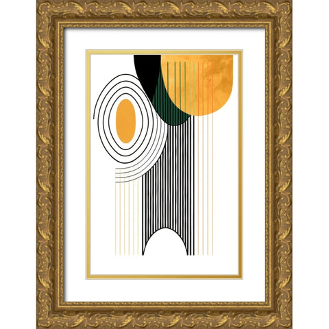 Mid Century Abstract Painting 22 Gold Ornate Wood Framed Art Print with Double Matting by Heere, Ray
