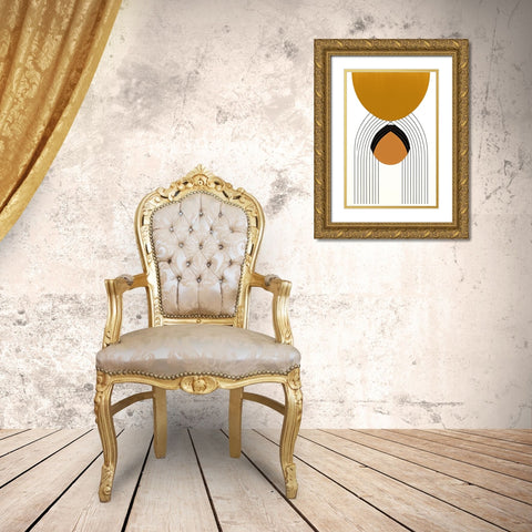 Mid Century Abstract Painting 30 Gold Ornate Wood Framed Art Print with Double Matting by Heere, Ray