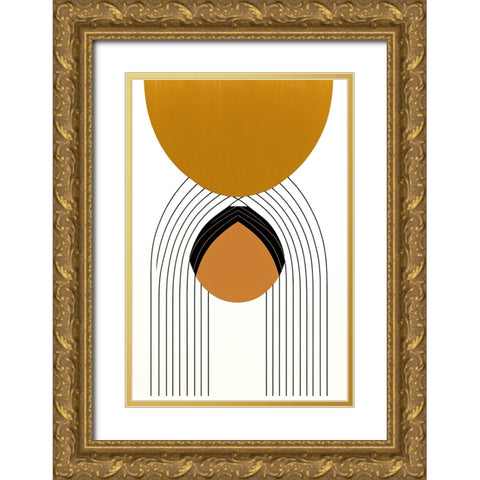 Mid Century Abstract Painting 30 Gold Ornate Wood Framed Art Print with Double Matting by Heere, Ray