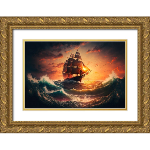 The Flying Dutchman 11 Gold Ornate Wood Framed Art Print with Double Matting by Heere, Ray
