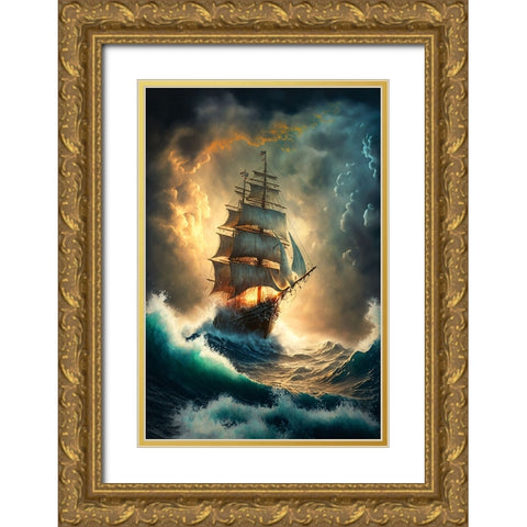 The Flying Dutchman 15 Gold Ornate Wood Framed Art Print with Double Matting by Heere, Ray