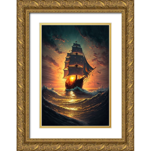 The Flying Dutchman 20 Gold Ornate Wood Framed Art Print with Double Matting by Heere, Ray