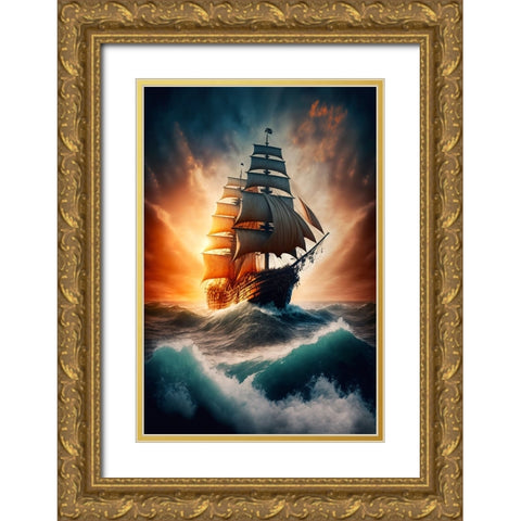 The Flying Dutchman 22 Gold Ornate Wood Framed Art Print with Double Matting by Heere, Ray