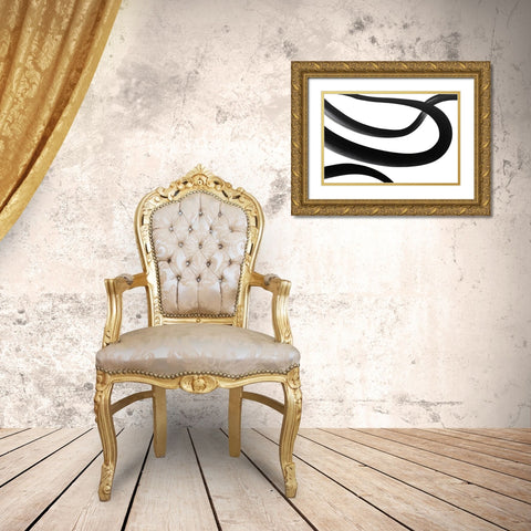 Black White Bold Strokes 2 Gold Ornate Wood Framed Art Print with Double Matting by Heere, Ray