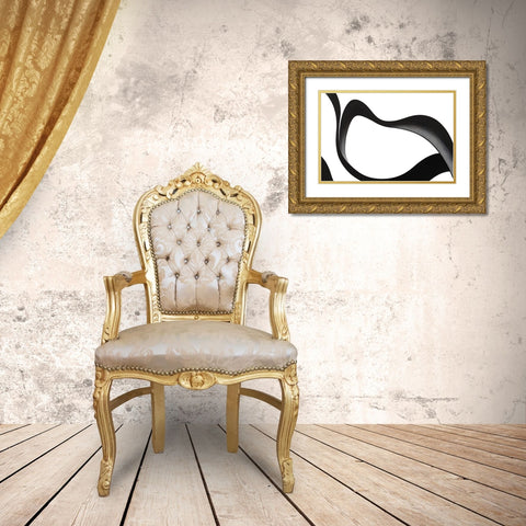 Black White Bold Strokes 3 Gold Ornate Wood Framed Art Print with Double Matting by Heere, Ray