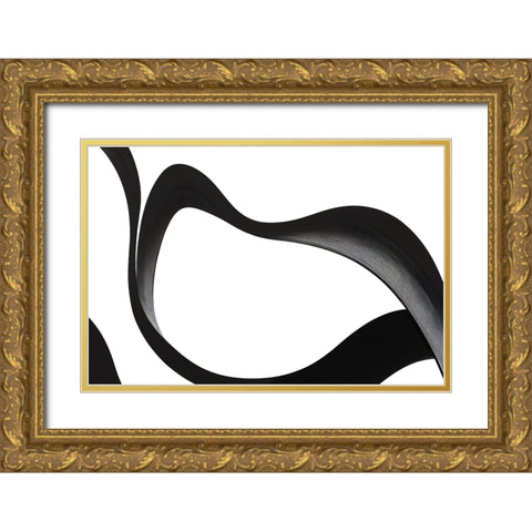 Black White Bold Strokes 3 Gold Ornate Wood Framed Art Print with Double Matting by Heere, Ray