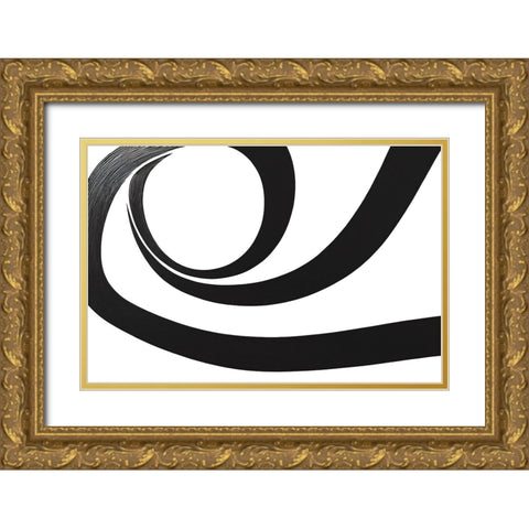 Black White Bold Strokes 8 Gold Ornate Wood Framed Art Print with Double Matting by Heere, Ray