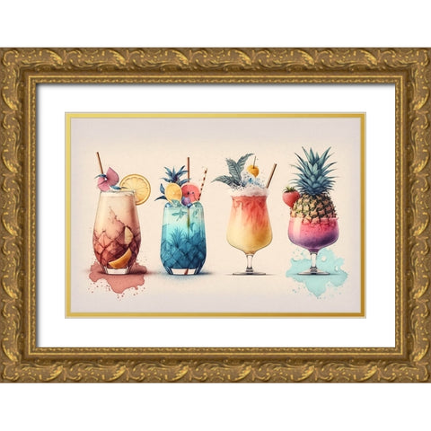 Mid Century Cocktails And Drinks 10 Gold Ornate Wood Framed Art Print with Double Matting by Heere, Ray