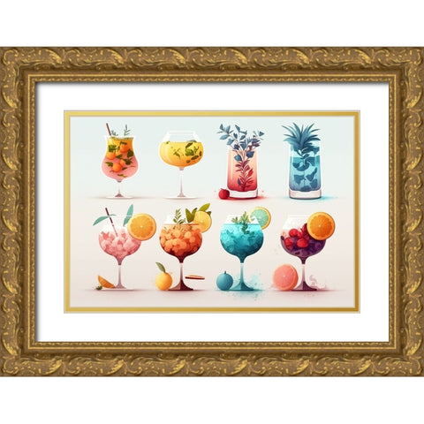 Mid Century Cocktails And Drinks 13 Gold Ornate Wood Framed Art Print with Double Matting by Heere, Ray